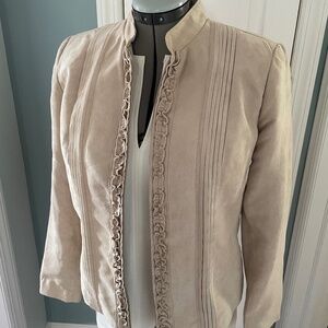 Dressbarn Faux Suede Tan fully lined jacket size small